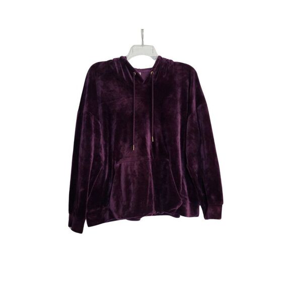 LADIES XX-LARGE DEEP PURPLE VELVETY HOODED TOP   RJ0503V - Picture 1 of 5